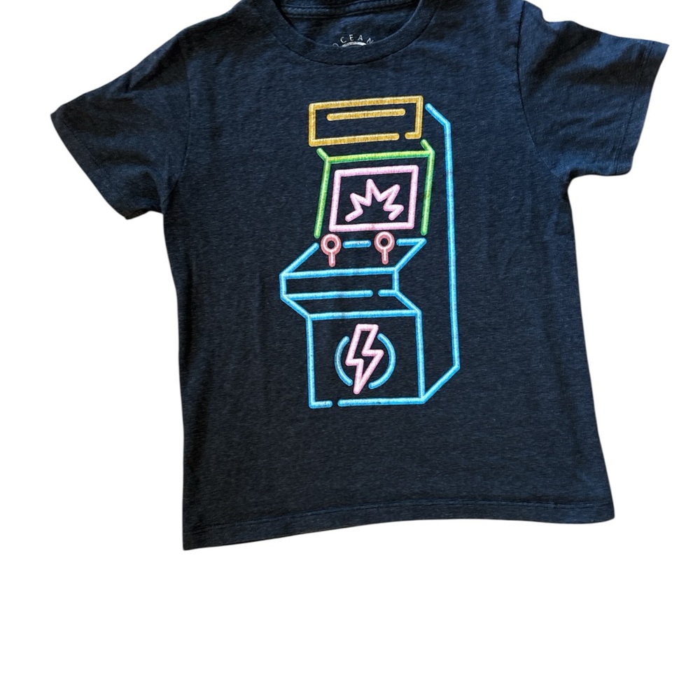 Ocean Current Kids Arcade Graphic Tee - Black with Neon Accents
